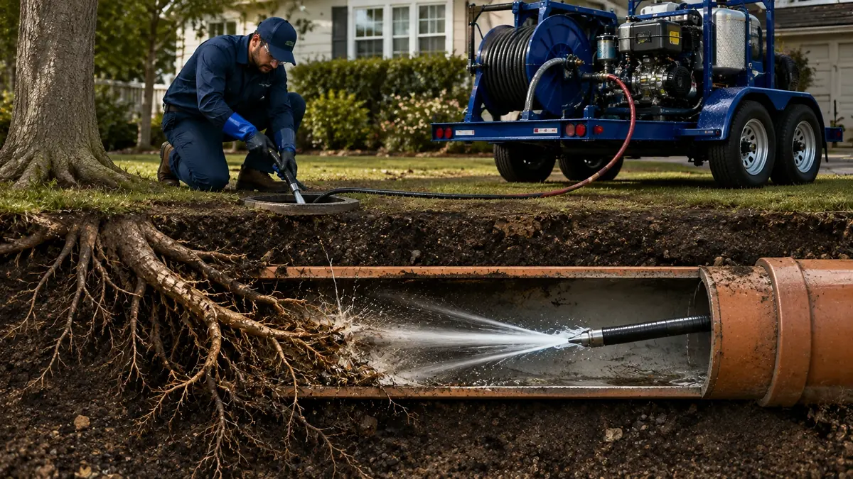 Tree Root Removal with Hydro Jetting in Corona